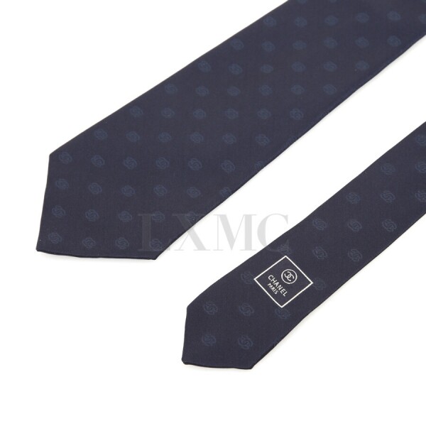 미스코코,샤넬 타이 TIE CC 로고 네이비 실크 넥타이