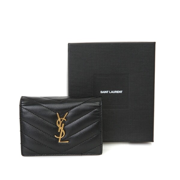 미스코코,생로랑 캐비어 모노그램 지갑 블랙 미니지갑 YSL 530841